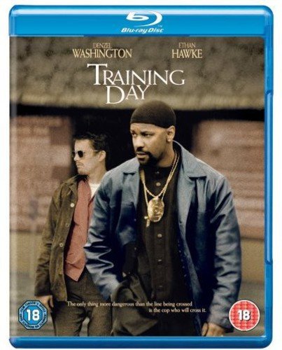 Training Day" Blu-ray cover featuring Denzel Washington and Ethan Hawke.
