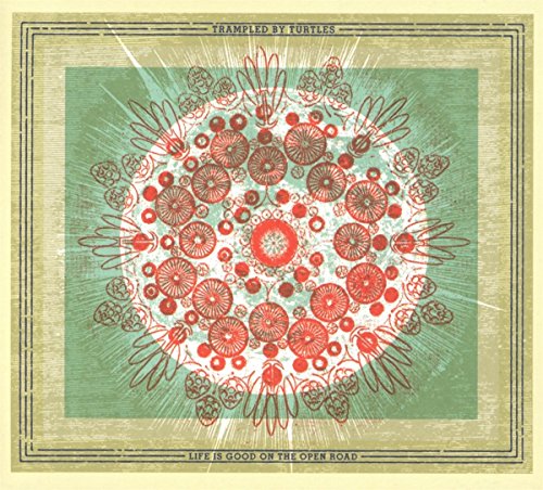 "Album cover with floral mandala design, orange and green on beige background."