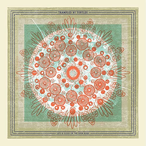 Trampled By Turtles album cover: intricate floral design in orange and teal.
