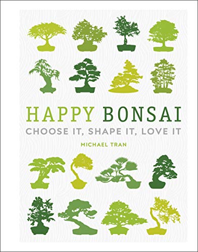 Book cover with green silhouettes of various bonsai tree shapes.