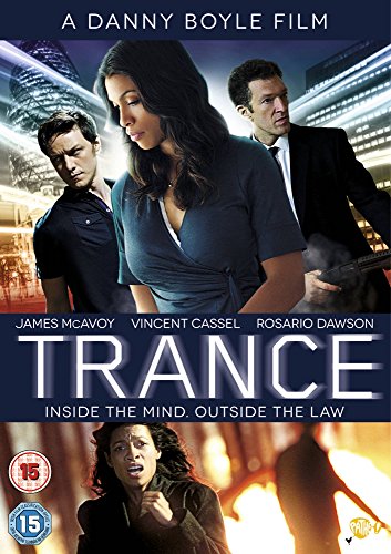 “Trance” DVD cover featuring James McAvoy, Rosario Dawson, and Vincent Cassel.