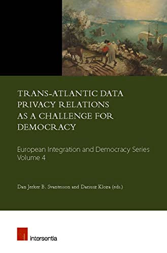 Book cover: painting of a landscape with figures, text “Trans-Atlantic Data Privacy Relations.”