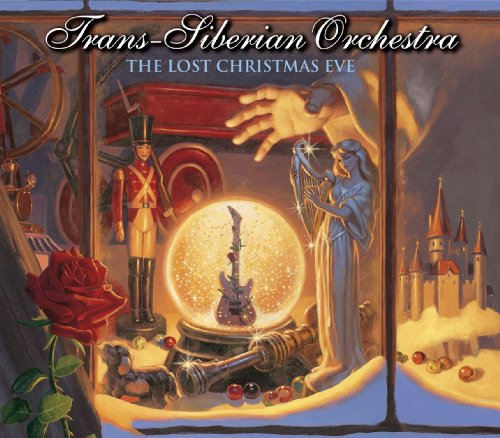Album cover showing a toy soldier, harpist, and guitar in a snow globe.