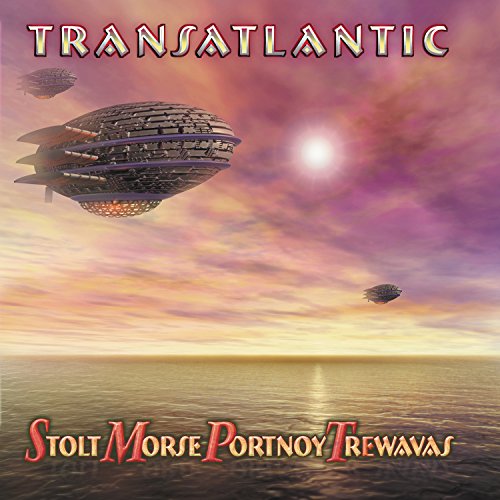 Album cover for Transatlantic featuring airships over a sunset horizon.
