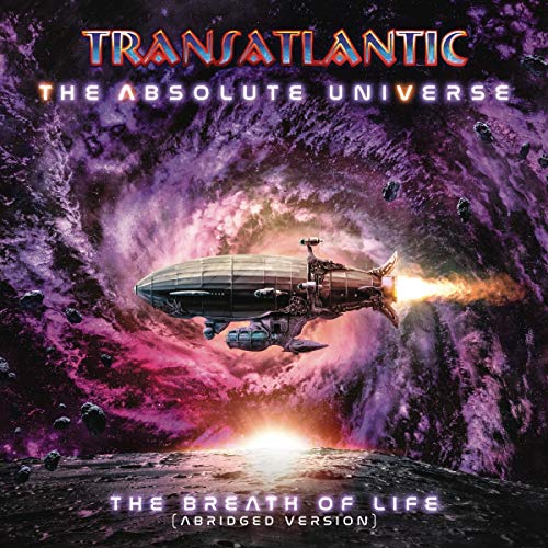 Album cover: airship flying through a purple and rocky cosmic landscape.