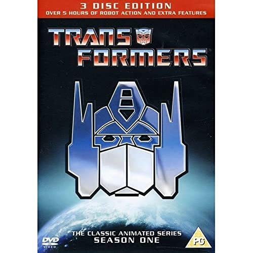Transformers Season 1 DVD cover with Optimus Prime’s face and Earth backdrop.
