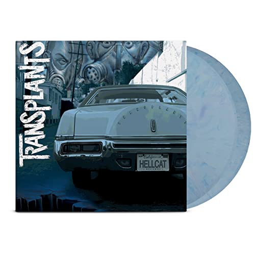 Transplants album cover with a vintage car and translucent blue vinyl record.