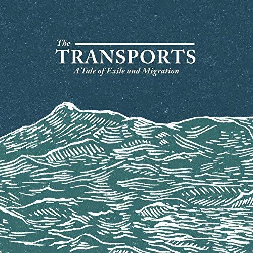 CD cover for The Transports, with white line drawing of waves.