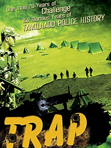 DVD cover for "Trap" depicting a police officer and outdoor camp scene.