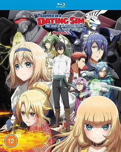 Blu-ray cover for anime “Trapped In A Dating Sim” featuring diverse characters.