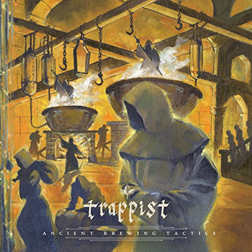 "Album cover art depicting monks brewing in a medieval-style room with kettles and steam."