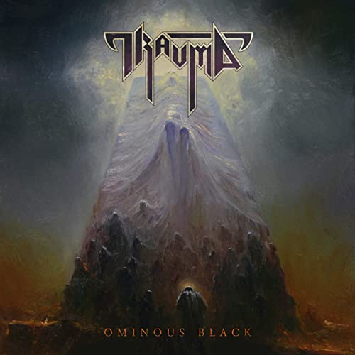 Album cover for “Ominous Black” featuring a mountain and lone figure.