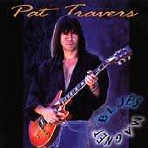 Pat Travers playing an electric guitar on the Blues Magnet album cover.