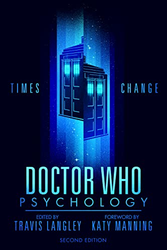 Book cover: "Doctor Who Psychology" with a glowing TARDIS image.