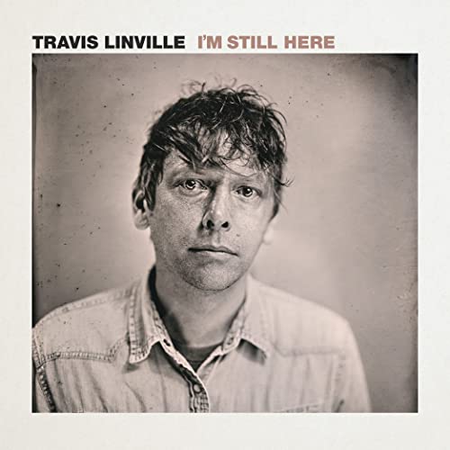 CD cover featuring a close-up, black and white portrait of Travis Linville.