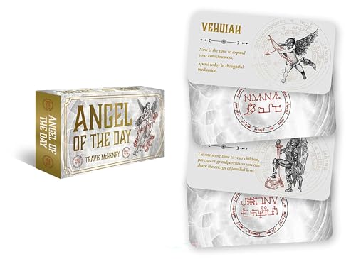 Stacked card deck titled "Angel of the Day" with angelic illustrations.