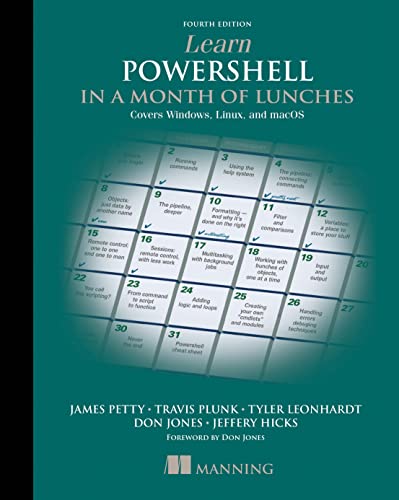 Book cover for Learn PowerShell in a Month of Lunches featuring a calendar grid.