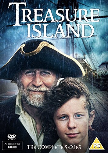 DVD cover for Treasure Island featuring an older pirate and a young boy.