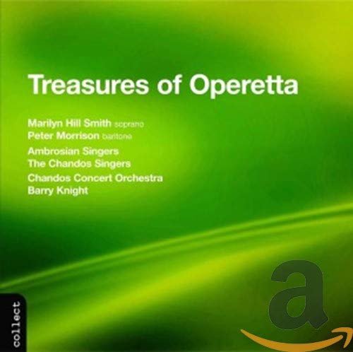 CD cover for "Treasures of Operetta" with green gradient and white text.