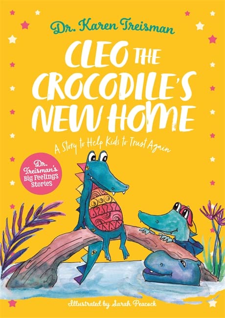 Book cover with a colorful illustration of two crocodiles on a branch.