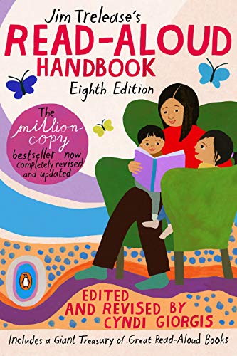 Book cover: woman reading to two children in illustrated green chairs.