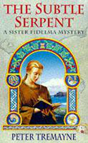 Book cover: “The Subtle Serpent” depicts a nun reading within an ornate arch.
