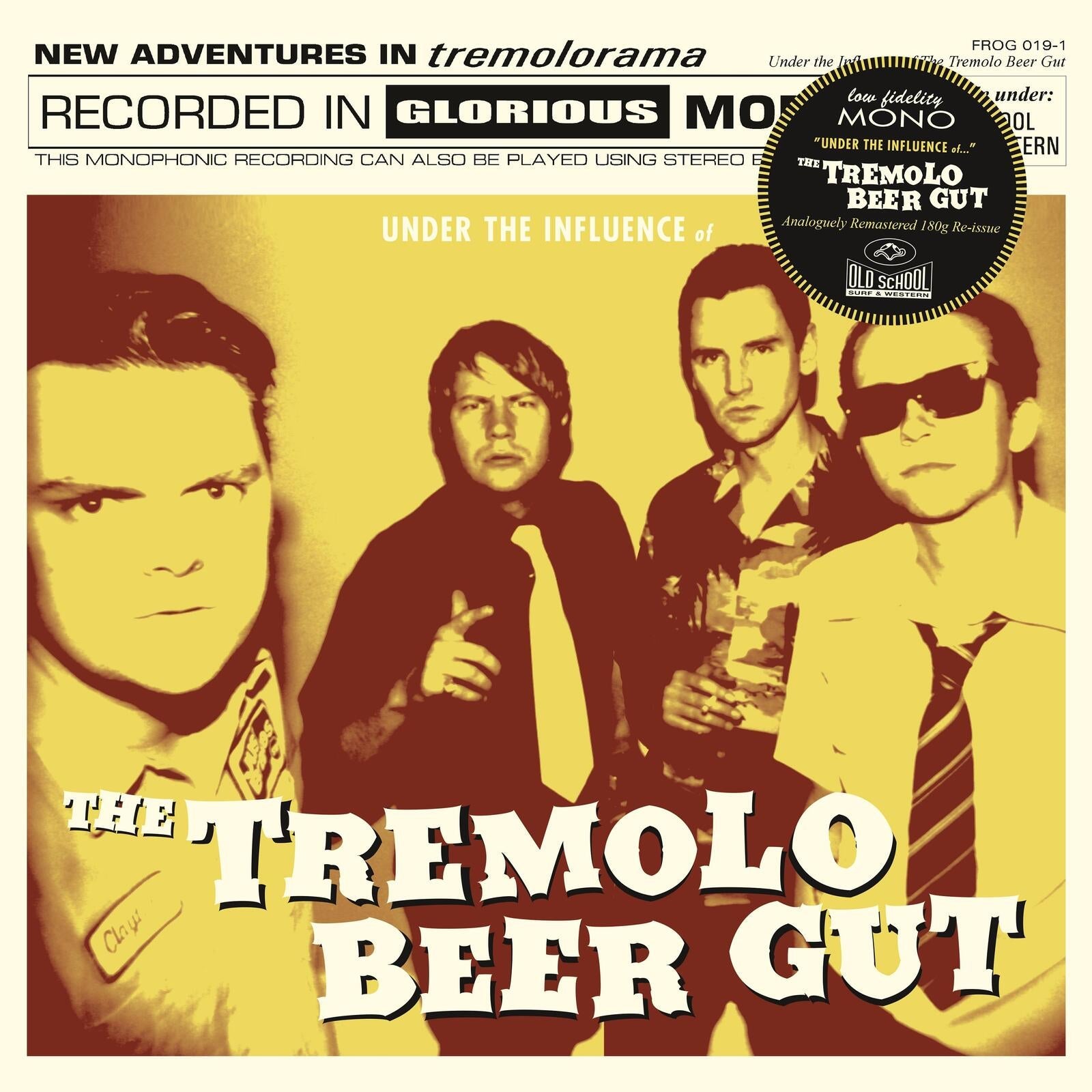 Yellow vinyl record cover featuring four men in 1960s style clothing.