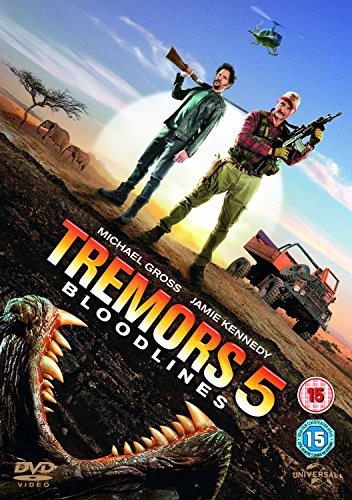 DVD cover art featuring two armed men, a monster's mouth, and a desert landscape.