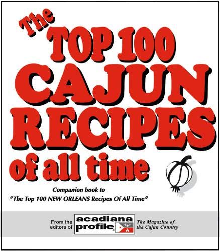 Book cover: “The Top 100 Cajun Recipes Of All Time” with onion illustration.