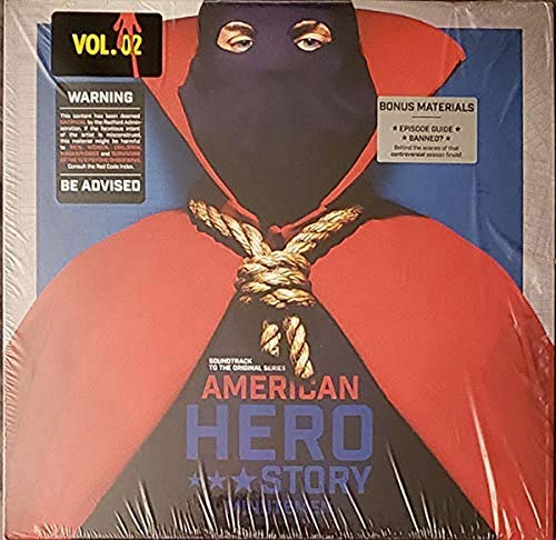 Vinyl record cover for "American Hero Story" featuring a masked figure.