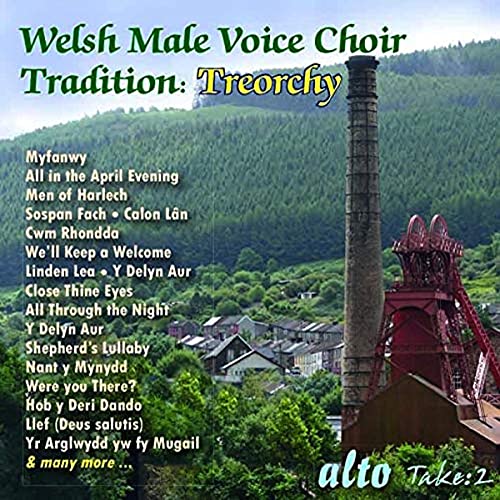 CD cover with choir group image, traditional Welsh attire, and Treorchy choir branding.