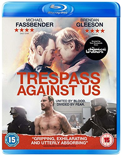 Blu-ray cover for “Trespass Against Us” featuring Fassbender and Gleeson.