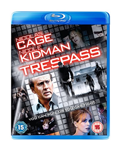 Blu-ray cover for the film Trespass featuring Nicolas Cage and Nicole Kidman.