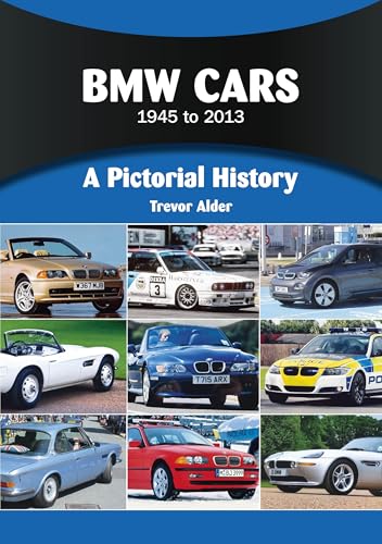 Book cover titled BMW Cars 1945 to 2013 featuring a collage of various BMW models.