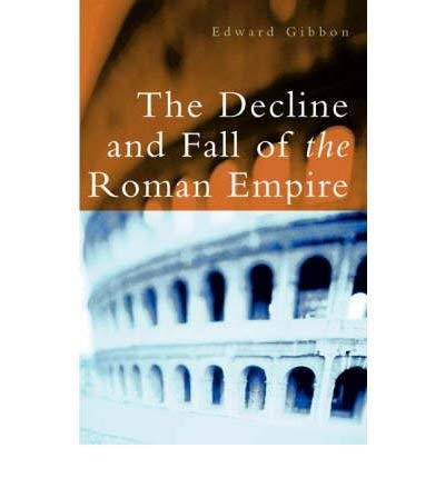Book cover: "The Decline and Fall of the Roman Empire" with a coliseum image.