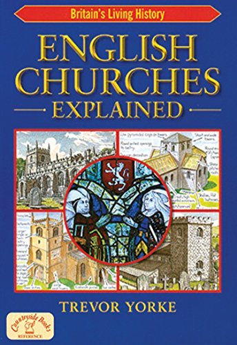 Book cover: “English Churches Explained” with stained glass and church images.