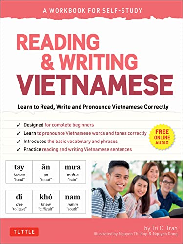 Workbook cover for learning to read and write Vietnamese, with people.