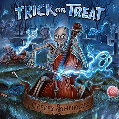 Vinyl album cover: skeletons playing instruments in a spooky graveyard scene.