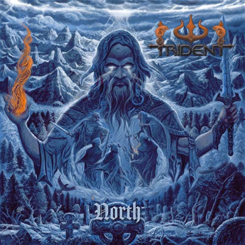 Album cover for Trident’s “North” featuring a bearded man in a snowy landscape.