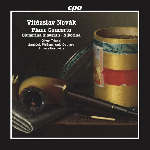 CD cover: still life with pipe, tobacco can, and musical text.