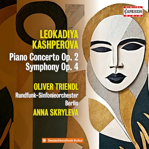 CD cover for Leokadiya Kashperova’s Piano Concerto and Symphony, featuring stylized portrait.