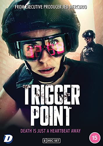 DVD cover for “Trigger Point” featuring a woman in tactical gear.