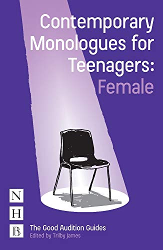 Book cover with purple background, a chair, and text: "Contemporary Monologues for Teenagers: Female".