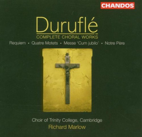 CD cover featuring a crucifix on a yellow background with Duruflé text above.