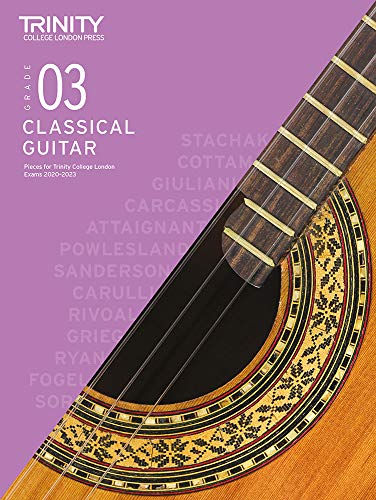 Trinity College London Grade 3 classical guitar exam pieces book cover.