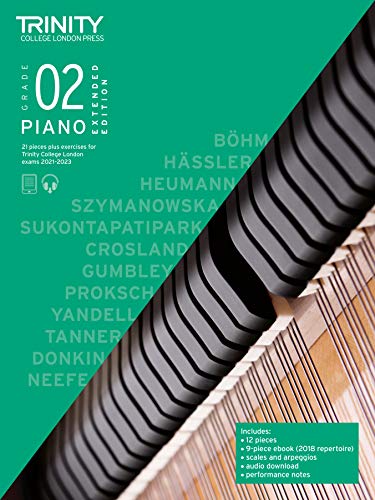 Trinity College London Grade 2 Piano Exam Pieces book cover, teal and black.