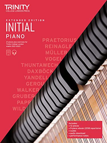 Red and white piano exam music book cover with composer names.