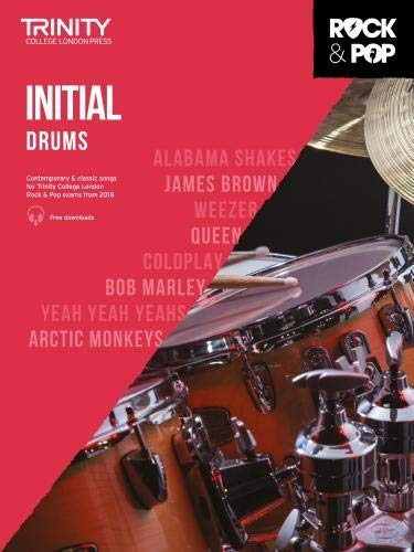 Trinity College London Rock and Pop Initial Drums music book cover with drum kit.