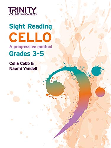 Trinity College London cello sight-reading book, grades 3-5, with a clef.