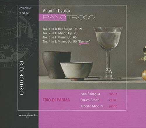 CD case for Dvorak piano trios featuring still life with glassware.